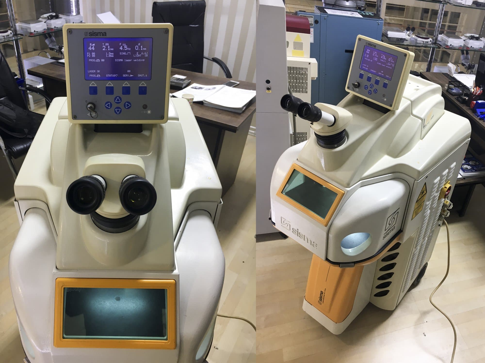 Vista frontal y vista derecha de la máquina SISMA LM 500