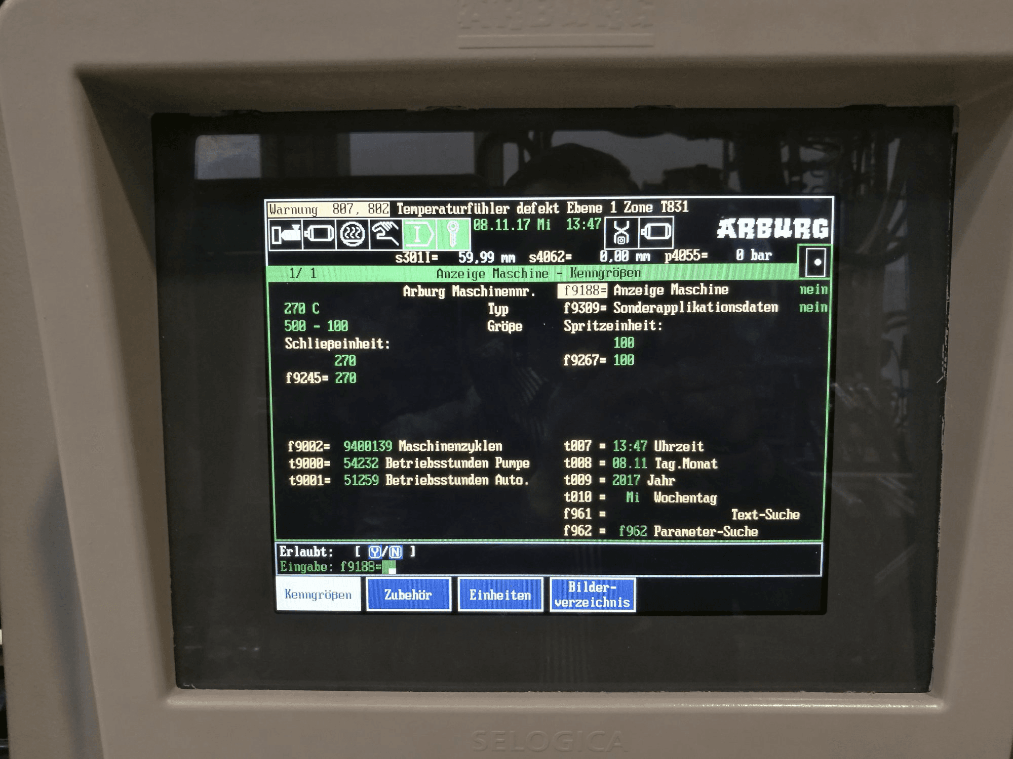 Unidad de control 2 de la máquina Arburg 270C 500-100